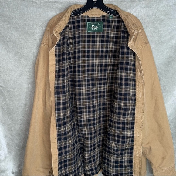 G.H. Bass & Co. Plaid Lined Button Up Shacket Coat 100% Cotton Tan XXL - Picture 2 of 8